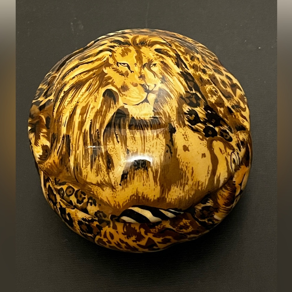 Safari Lion print covered dish Jewelry box